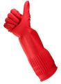 Gumové rukavice pro domácnost, červená, latexové, extra dlouhé, 38 cm, vel. M, BONUS B050