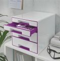 Zásuvkový box Wow Cube, bílá/fialová, 4 zásuvky, LEITZ