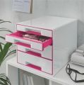 Zásuvkový box Wow Cube, bílá/růžová, 4 zásuvky, LEITZ