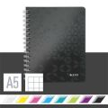 Spirálový sešit Wow, černá, čtverečkovaný, A5, 80 listů, LEITZ