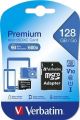 Paměťová karta Premium, microSDXC, 128GB, CL10/U1, 70/10 MB/s, adaptér, VERBATIM