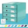 Zásuvkový box Click&Store, modrá, 4 zásuvky, lesklý, LEITZ
