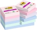 Samolepicí bloček Super Sticky Soulful, mix pastelových barev, 48 x 48 mm, 12x 90 listů, 3M POSTIT ,balení 1080 ks