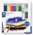Akvarelové pastelky Design Journey, sada 12ks, se štětcem, pryží, ořezávátkem, graf. tužkami, STAE