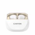 Sluchátka Hexagon 7, bílá / béžová, TWS bezdrátová, Bluetooth 5.4, CANYON CNS-TWS7WB