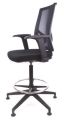 Pracovní židle Sky, s držákem na nohy, s kluzáky, černé čalounění, síťové opěradlo, MAYAH CM1105BA