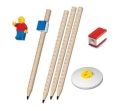 Grafitová tužka, 4 ks, sada s ořezávátkem, gumou, LEGO klipem a minifigurkou, LEGO 52053