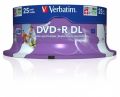 DVD+R DL, 8,5GB, 8x, Printable, no-ID, Verbatim, Double Layer, 25-cake ,balení 25 ks