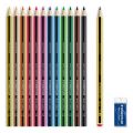 Barevné pastelky Noris Club sada+grafitová tužka a pryž, 12 různých barev, šestihranné, STAEDTLER
