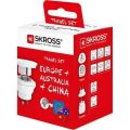 Cestovní adaptér, bílá, Austrálie / Čína / Evropa, uzemněný, SKROSS 1.500210-E