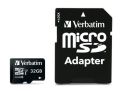 Paměťová karta PRO, microSDHC, 32GB, CL10/U3, 90/45 MB/s, adaptér, VERBATIM