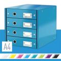 Zásuvkový box Click&Store, modrá, 4 zásuvky, lesklý, LEITZ