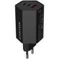 Nástěnná nabíječka Hexagon 65, černá, 1x USB-A, 2x USB-C, 65W, CANYON CND-CHAHEX65B