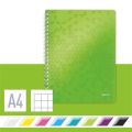 Spirálový sešit Wow, zelená, čtverečkovaný, A4, 80 listů, LEITZ