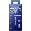 USB kabel, 3-in-1, USB-A - Light/Micro/C, 2 m, VARTA 57937101111