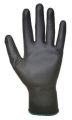 Pracovní rukavice máčené na dlani a prstech v polyuretanu, velikost 7, černé