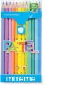 Barevné pastelky PASTEL, 12 barev, kulaté, MITAMA 62827 ,balení 12 ks
