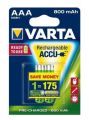 Nabíjecí baterie, AAA (mikrotužková), 2x800 mAh, přednabité, VARTA Longlife Accu