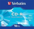 CD-R 700MB, 80min., 52x, DL Extra Protection, Verbatim, slim box, 10ks/bal. ,balení 10 ks