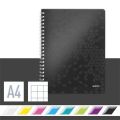 Spirálový sešit Wow, černá, čtverečkovaný, A4, 80 listů, LEITZ