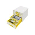 Zásuvkový box Leitz WOW - 4+1 zásuvky / žlutá Zásuvkový box Leitz WOW - 4+1 zásuvky / žlutá