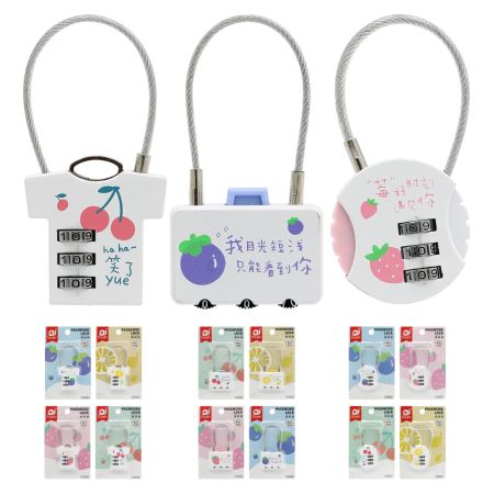 3místný kufříkový zámek (smíšené motivy s ovocem)