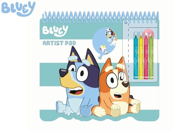 Bluey sada omalovánek 20x21,5x2cm se šablonami, samolepkami a fixami 4ks