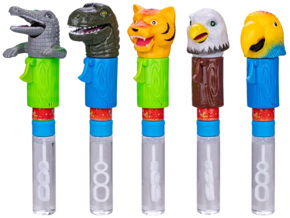 Bublifuk 23cm se zvířátkem otevírajícím pusu 4druhy 12ks v PDQ