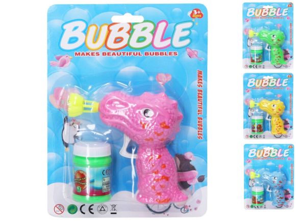 Bublifukovač dinosaurus 12cm na setrvačník 4barvy na kartě