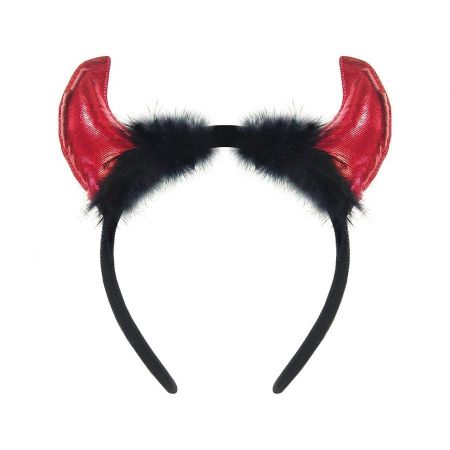 Čelenka s čertovskými rohy s kožíškem