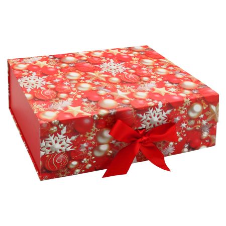 Dárková krabice vánoční s mašlí 33 x 25 x 12 cm - vánoční ozdoby Dárková krabice vánoční s mašlí 33 x 25 x 12 cm - vánoční ozdoby