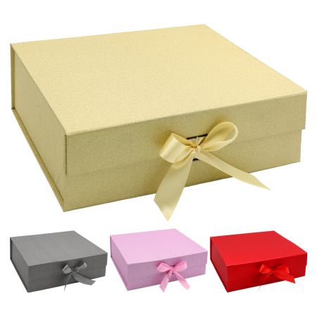 Dárková krabička s mašlí 31,5 x 26 x 10,5 cm (mix 4 barev)