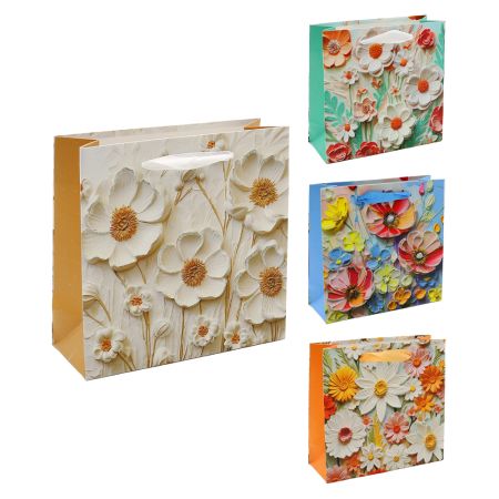 Dárková taška 2049 Flowers, velikost S 14,5 x 6 x 15 cm (mix 4 vzorů)