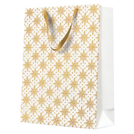 Dárková taška big 30x41x12 cm Grunge Textured Snowflakes Gold Dárková taška big 30x41x12 cm Grunge Textured Snowflakes Gold