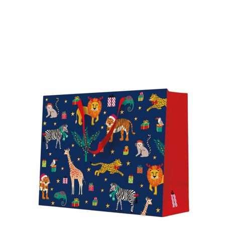 Dárková taška horizontální - Animals in a Christmas mood 33,5x26,5x13 cn