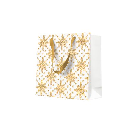 Dárková taška PAW 17x17x6 cm Grunge Textured Snowflakes Gold Dárková taška PAW 17x17x6 cm Grunge Textured Snowflakes Gold