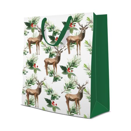 Dárková taška PAW Deers and Holly, big - 30x41x12 cm