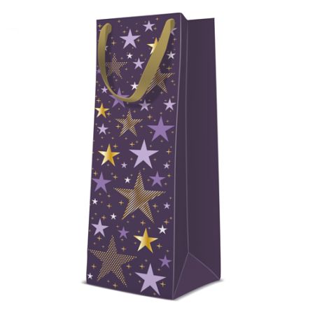 Dárková taška PAW Premium Starlit Christmas, bottle - 12x37x10 cm