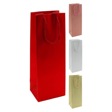 Dárková taška třpytivá na láhev, velikost 12x10x35 cm (mix 4 barev) Dárková taška třpytivá na láhev, velikost 12x10x35 cm (mix 4 barev)