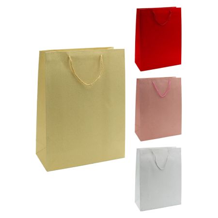 Dárková taška třpytivá, velikost M 18x8,5x23 cm (mix 4 barev)