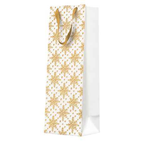 Dárková taška vánoční 12x37x10 cm Grunge Textured Snowflakes Gold Dárková taška vánoční 12x37x10 cm Grunge Textured Snowflakes Gold