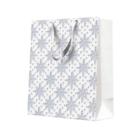 Dárková taška vánoční 20x25x10 cm Textured Snowflakes Silver