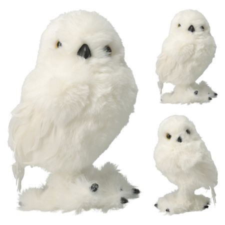 Dekorace bílá sova 18 cm, stojící (mix /1 ks)