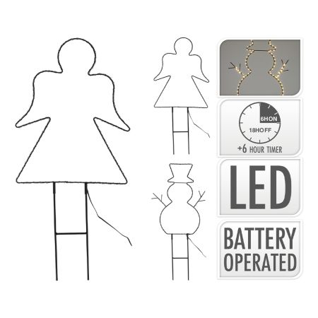Dekorace - drátěná figurka 64 cm s LED osvětlením, hrot na zapíchnutí (2 varianty)