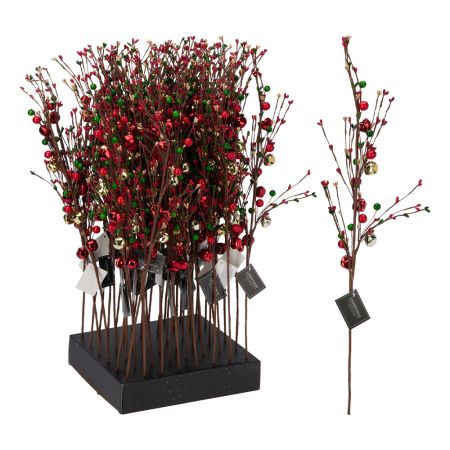 Dekorace - Větev s rolničkami 60 cm