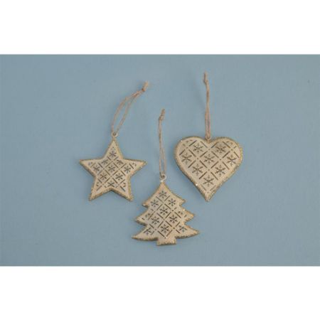 Dekorace závěsná - Vánoční motiv gliter 7 cm, mix / sada 6 ks