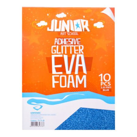 Dekorační pěna A4 EVA 10 ks modrá samolepicí glitter 2,0 mm