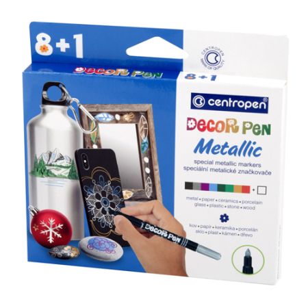 Dekorační popisovač CENTROPEN 2737 Decor Pen Metallic - sada 8 + 1 ks
