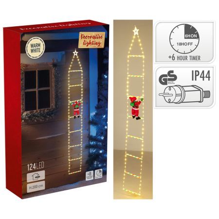 Dekorativní LED osvětlení - Santa na žebříku 200 cm