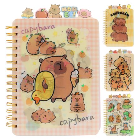 Dětský spirálový zápisník, 120 listů - Capybara (mix vzorů)